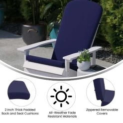Flash Furniture Savannah Set Of 2 All-Weather Poly Resin Wood Adirondack Rocking Chairs With Cushions For Deck, Porch, And Patio -Outdoor Furniture Store GUEST 9ad8a1d2 b769 4bc0 a551 f4c271dd2a62
