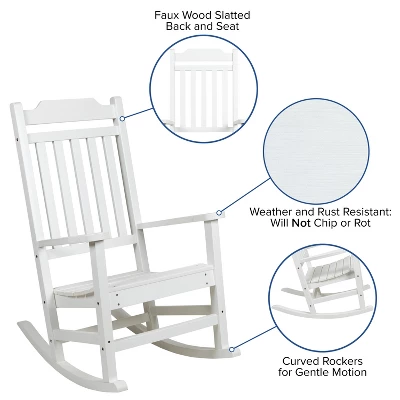 Emma And Oliver Set Of 2 Indoor/Outdoor Poly Resin Rocking Chairs With Side Table 6 Emma And Oliver Set Of 2 Indoor/Outdoor Poly Resin Rocking Chairs With Side Table - Image 4
