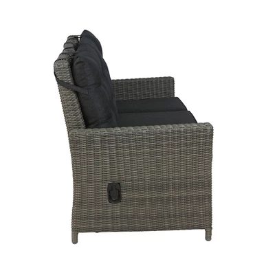 Asti Wicker 3 Seat Reclining Sofa With Cushions - Gray - Alaterre Furniture 5 Asti Wicker 3 Seat Reclining Sofa With Cushions - Gray - Alaterre Furniture - Image 3