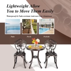 Costway 3PCS Patio Bistro Set Round Table Chairs All Weather Cast Aluminum Yard -Outdoor Furniture Store GUEST 9bc334ba 6bed 4c0a b3a9 f65f68002fe5