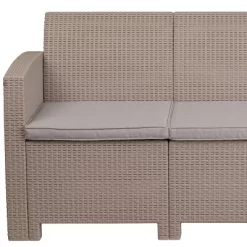 Merrick Lane Outdoor Furniture Resin Sofa Faux Rattan Wicker Pattern Patio 3-Seat Sofa With All-Weather Cushions -Outdoor Furniture Store GUEST 9bdaf463 7ca9 467b 8e86 0e5e8ce0c957