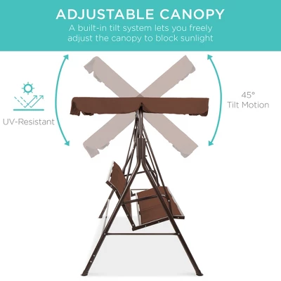 Best Choice Products 2-Seater Outdoor Adjustable Canopy Swing Glider Patio Bench W/ Textilene, Steel Frame 6 Best Choice Products 2-Seater Outdoor Adjustable Canopy Swing Glider Patio Bench W/ Textilene, Steel Frame - Image 4