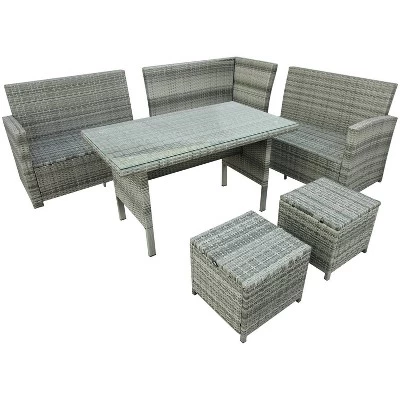 6pc Outdoor Set With Sectional & Glass Table - Gray - WELLFOR 19 6pc Outdoor Set With Sectional & Glass Table - Gray - WELLFOR - Image 17