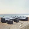 Biscayne 7pc Outdoor Wicker Sectional Set With 2 Coffee Tables - Sangria - Crosley -Outdoor Furniture Store GUEST 9c9e506c f1e5 4f52 9dab e21192c90357