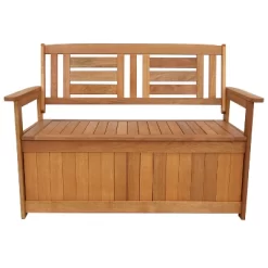 Sunnydaze Decor Sunnydaze Outdoor Meranti Wood With Teak Oil Finish 2-Person Garden Storage Bench Seat - 47" - Brown -Outdoor Furniture Store GUEST 9d68fc6b 5879 4872 8320 c4c4d0a48a99