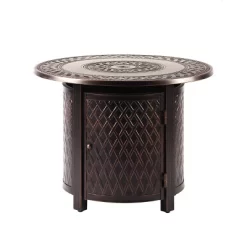 Oakland Living Aluminum Round 34" 37000 BTUs Outdoor Patio Dining Table Copper