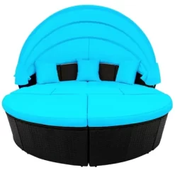 6pc Wicker Round Outdoor Sectional Set With Cushions - Black/Blue - GODEER 38 6pc Wicker Round Outdoor Sectional Set With Cushions - Black/Blue - GODEER -Outdoor Furniture Store GUEST 9d72b06d e43e 47be 981a b8c825a7f17f