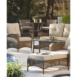 3pc Lakewood Ranch Steel Woven Wicker Outdoor High Top Bistro Patio Furniture Set With Cushions Brown - Room & Joy -Outdoor Furniture Store GUEST 9d74c3eb a8e9 4c45 b79b 33fefa4a69de