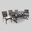 Tritan 6pc Aluminum & Wicker Patio Dining Set - Brown - Christopher Knight Home