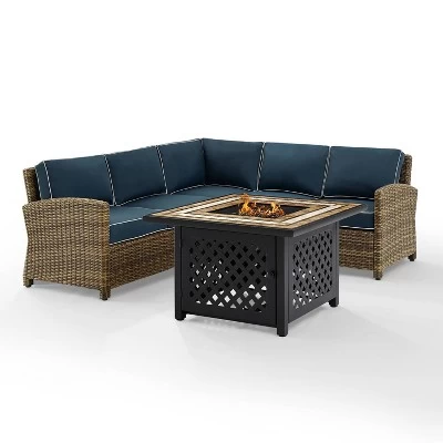 Bradenton 4pc Outdoor Wicker Sectional Set With Fire Table - Crosley 8 Bradenton 4pc Outdoor Wicker Sectional Set With Fire Table - Crosley - Image 6