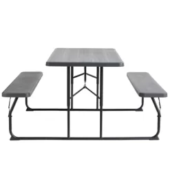 Gardenised Gray Outdoor Foldable Woodgrain Portable Picnic Table Set, 5 Feet Long -Outdoor Furniture Store GUEST 9db5fe36 e655 433c a673 41d67c57e803