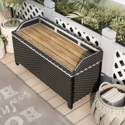 2pc Maksville Outdoor Aluminum Storage Bench & Trash Can - MiBasics -Outdoor Furniture Store GUEST 9ddfd608 35e2 44bc 926b 8c0021262c1c