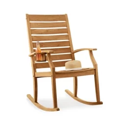 Logan Teak Patio Rocking Chair With Bottle Holder - Light Brown - Cambridge Casual -Outdoor Furniture Store GUEST 9de4cff0 93b3 4b8f a659 0339c8718651