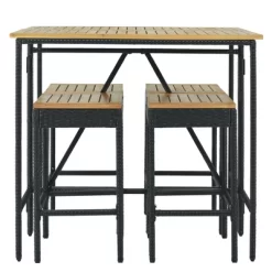 5-Piece Outdoor Patio Wicker Bar Set With Foldable Acacia Wood Top With 4 Stools And 1 Table,Brown - ModernLuxe -Outdoor Furniture Store GUEST 9dfa8bc2 46d0 4e9b ad41 fd778f8bfcf3