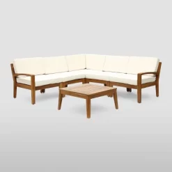 6pc Grenada Acacia Sectional Patio Sofa Set Teak - Christopher Knight Home
