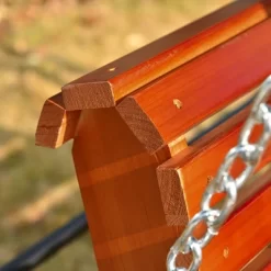 Outsunny 46" 2-Person Porch Swing Wooden Patio Swing Bench With Cup Holders, Slatted Design, & Chains Included, 440lb Weight Capacity -Outdoor Furniture Store GUEST 9ee188ed 9458 4296 9904 19ef2247d9e5