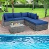 Costway 6PCS Patio Wicker Furniture Set Cushioned Sectional Sofa Coffee Table Navy Deck -Outdoor Furniture Store GUEST 9efae982 e5f4 47f7 bfd6 e587b5a9efed