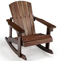 Tangkula 2PCS Kid Adirondack Rocking Chair Outdoor Solid Wood Slatted Seat Backrest Coffee -Outdoor Furniture Store GUEST 9fdbb5b3 4d7d 4a18 89cd b744da57961c