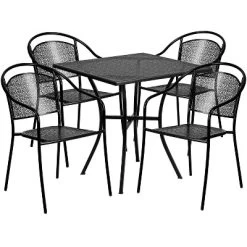 Flash Furniture Oia Commercial Grade 28" Square Indoor-Outdoor Steel Patio Table Set With 4 Round Back Chairs -Outdoor Furniture Store GUEST 9fdfcd71 37ef 4192 bfce f331a2f8c06c
