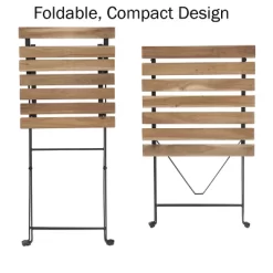 Folding Patio Bistro Set – 3-Piece Acacia Wood And Steel Café Table And Chairs For Porch, Deck, Garden, Or Balcony Furniture By Lavish Home (Brown) -Outdoor Furniture Store GUEST a016763b 0db9 406f b291 cbb1d8a6b813