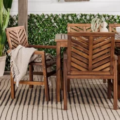 7pc Slatted Chevron Acacia Patio Dining Set - Saracina Home -Outdoor Furniture Store GUEST a03b2e41 9299 4237 9dcd 98c1686e592c
