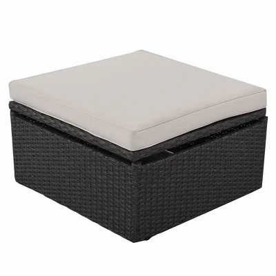 4pc Outdoor Wicker Rectangle Daybed With Canopy & Cushions - Beige - GODEER 15 4pc Outdoor Wicker Rectangle Daybed With Canopy & Cushions - Beige - GODEER - Image 13