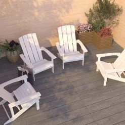 Merrick Lane Set Of 4 All-Weather Poly Resin Wood Adirondack Chairs In White -Outdoor Furniture Store GUEST a0cb45f2 dfa2 416c 9dfa 253b62f48fb2