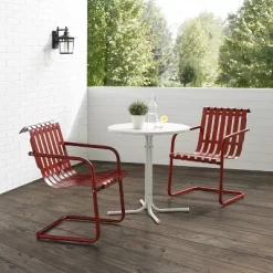 Gracie 3pc Outdoor Metal Bistro Set With Table & 2 Armchairs - Crosley