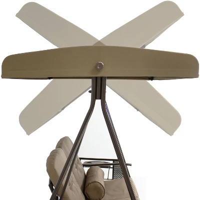 Sunnydaze Decor Sunnydaze 2-Person Outdoor Patio Swing With Adjustable Canopy Shade, Cushions And Pillow, Beige 4 Sunnydaze Decor Sunnydaze 2-Person Outdoor Patio Swing With Adjustable Canopy Shade, Cushions And Pillow, Beige - Image 2