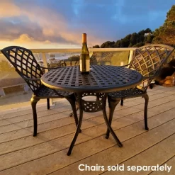 Sunnydaze Decor Sunnydaze Round Lattice Design Cast Aluminum Outdoor Patio Table With Umbrella Hole, Black -Outdoor Furniture Store GUEST a27ecd8d 2c08 43dc a9e8 122d03cea567