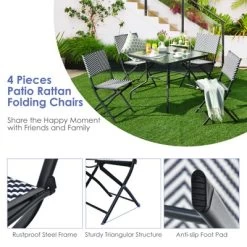 Tangkula Set Of 4 Patio PE Rattan Folding Chairs Dining Chairs With Anti-rust Frame For Garden Backyard -Outdoor Furniture Store GUEST a2addb67 2900 4287 b05b 60271b89d19e