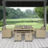 6pc Outdoor Wicker Conversation Set With Arm Chairs, Sofa, Ottomans & Coffee Table - Brown - GODEER -Outdoor Furniture Store GUEST a2fb8212 f004 408b a616 e4ea7a9e8001
