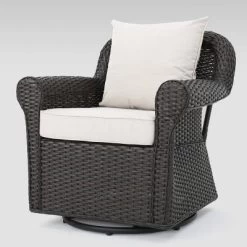 Julian 5pc Faux Wicker Swivel Club Chair & Square Fire Pit Set - Dark Brown/Dark Gray - Christopher Knight Home -Outdoor Furniture Store GUEST a32eac60 aa83 4f70 a75c dbe640bd0a10 1