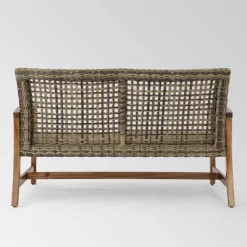 Hampton Wicker Loveseat - Natural/Gray - Christopher Knight Home -Outdoor Furniture Store GUEST a332cc09 4e6e 408d a39d 48c39f3a917b