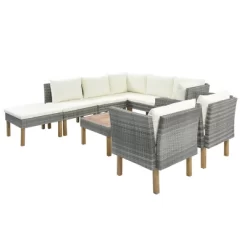 9pc Wicker & Acacia Wood Patio Conversation Set With Cushions - Beige - GODEER 15 9pc Wicker & Acacia Wood Patio Conversation Set With Cushions - Beige - GODEER -Outdoor Furniture Store GUEST a3341978 a647 4d96 a35c 4cf236e0ba7d