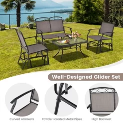 Costway 4pcs Patio Glider Conversation Set Swing Rocking Chair Table Heavy-Duty Outdoor -Outdoor Furniture Store GUEST a3aa8727 95d2 47dc b7fe 28f03e3d4f9e