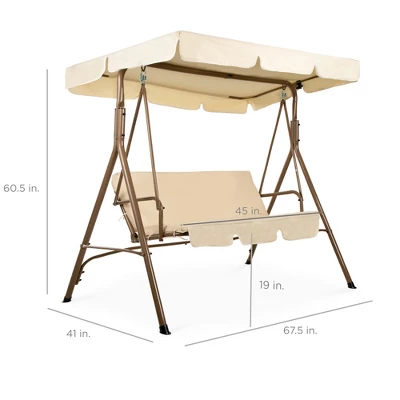 Best Choice Products 2-Person Outdoor Large Convertible Canopy Swing Glider Lounge Chair W/ Removable Cushions 8 Best Choice Products 2-Person Outdoor Large Convertible Canopy Swing Glider Lounge Chair W/ Removable Cushions - Image 6