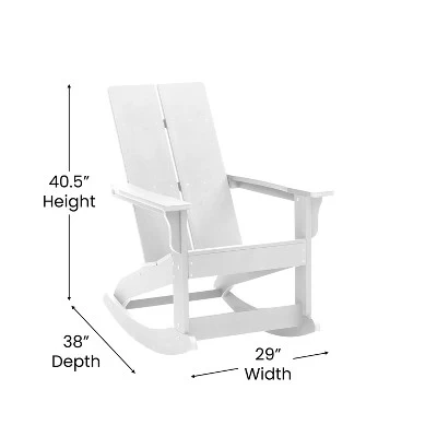 Merrick Lane Wellington 3 Piece Patio Furniture Set Includes All-Weather UV Treated Adirondack Rocking Chairs And Side Table 7 Merrick Lane Wellington 3 Piece Patio Furniture Set Includes All-Weather UV Treated Adirondack Rocking Chairs And Side Table - Image 5