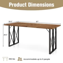Costway 67'' Patio Rectangle Table Heavy-Duty Acacia Wood Dining Table With Umbrella Hole -Outdoor Furniture Store GUEST a41f1b2d f75e 4200 8f1d 21cd7d6caef1
