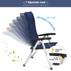 Tangkula 2PCS Outdoor Patio Folding Dining Chairs With Reclining Backrest And Headrest Navy -Outdoor Furniture Store GUEST a42259a7 9078 429a 82ae 09e4343b7ffc