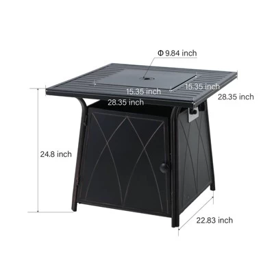 5pc Patio Dining Set With Square Steel Fire Pit With Faux Wood Tabletop & Rattan 360 Swivel Chairs - Captiva Designs 16 5pc Patio Dining Set With Square Steel Fire Pit With Faux Wood Tabletop & Rattan 360 Swivel Chairs - Captiva Designs - Image 14