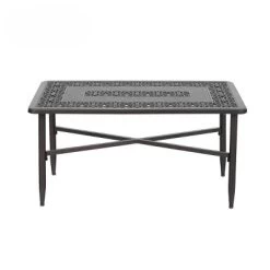 38.6"x23" Rectangular Outdoor Patio Cast Aluminum Coffee Table With Frosted Surface - Captiva Designs