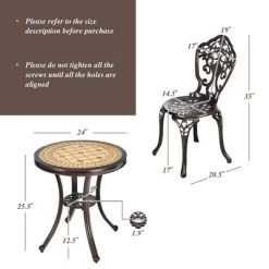 Costway 3PCS Patio Bistro Set Round Table Chairs All Weather Cast Aluminum Yard -Outdoor Furniture Store GUEST a5119116 67a7 413a b37f f55a25052cef