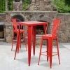 Emma And Oliver Commercial Grade 23.75" Square Metal Indoor-Outdoor Bar Table Set, 2 Back Stools -Outdoor Furniture Store GUEST a61a1443 525d 47ad 8aa3 bf6295d0d920
