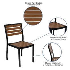 Merrick Lane 5 Piece Patio Table And Chairs Set Faux Teak Wood And Metal Indoor/Outdoor Table And Chairs With All-Weather Purpose -Outdoor Furniture Store GUEST a61f7918 fee7 48ba a3f5 019f9ec0468d