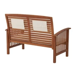 Lyndon Eucalyptus Wood 2 Seat Outdoor Bench With Cushions - Light Brown - Alaterre Furniture -Outdoor Furniture Store GUEST a62a5fac d01c 43f8 80e5 d6b429614af7