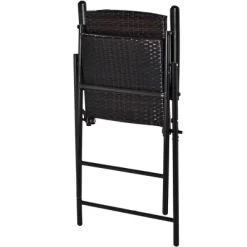 5-Piece Patio Rattan Dining Table Set , Counter Height PE Wicker Dining Table Set With Umbrella Hole And 4 Foldable Chairs, Brown-ModernLuxe -Outdoor Furniture Store GUEST a651c4c0 f29b 4951 a933 8bb55333bd73