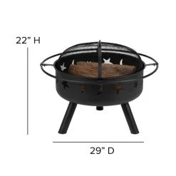 Emma And Oliver Three Piece Hartford Camping Set With Two Faux Wood Adirondack Chairs And Star And Moon Fire Pit With Mesh Cover -Outdoor Furniture Store GUEST a6e66b83 47a3 4a0f b3ba 3aaac177bb12 3