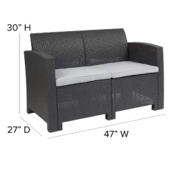 Flash Furniture Faux Rattan Loveseat With All-Weather Cushions -Outdoor Furniture Store GUEST a6fe6d7d 6a0e 4dcd aada 03c799bb4fb8