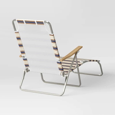 Striped Aluminum Beach Lounger With Wood Arms - Threshold™ 5 Striped Aluminum Beach Lounger With Wood Arms - Threshold™ - Image 3